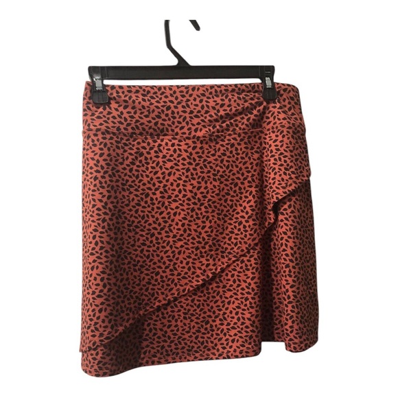 Eddie Bauer Kacey cinnabar ditsy animal print wrap front style skirt size small - Picture 1 of 7